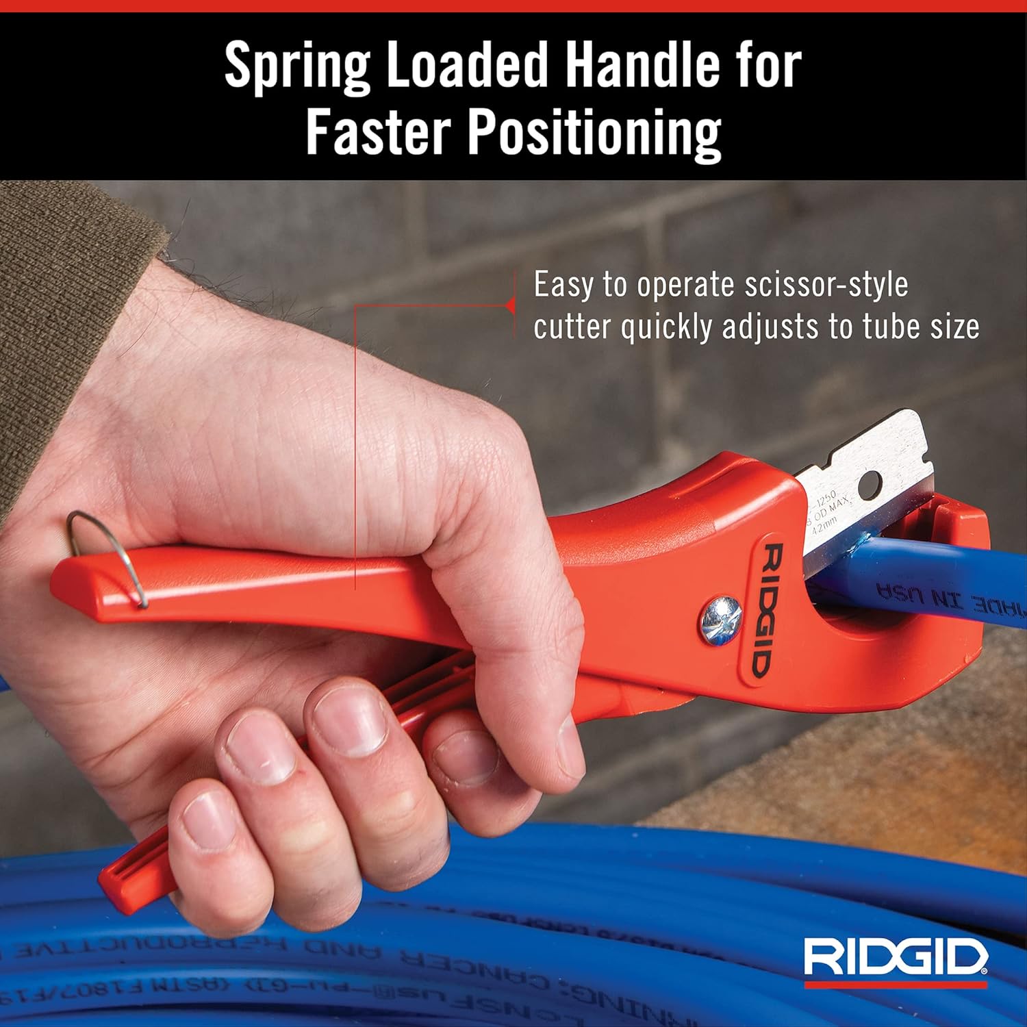 Ridgid 23488 PC-1250 Single Stroke Plastic Pipe and Tubing Cutter 1/8-1-5/8 inch Cutting Capacity