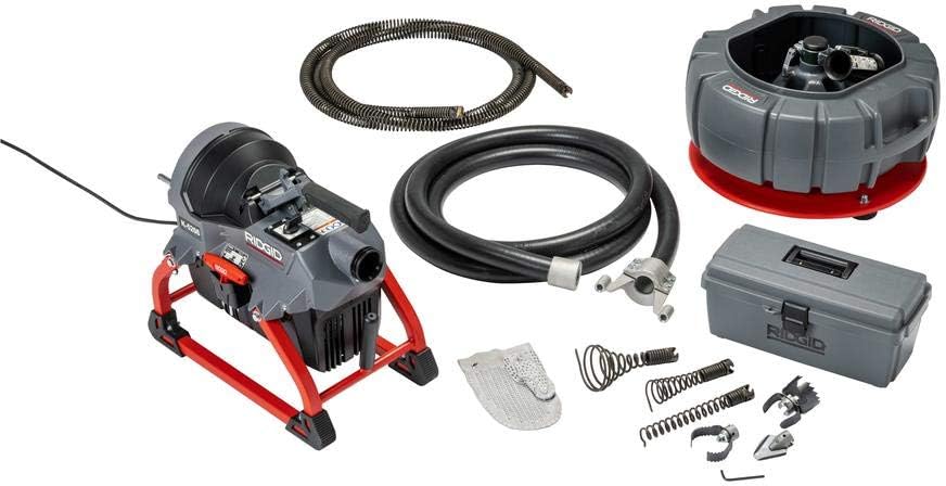 Ridgid 61693 K-5208 115V 60Hz Drain Cleaner Machine with Guide Hose, 4 C-11 Cables, Sectional Cable Carrier, & Toolbox (W/Cutters) Kit