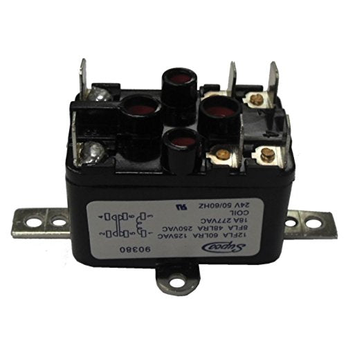 Supco 90380 General Purpose Fan Relay 13 A Load Current 24 V Coil Voltage Normally Open and Normally Closed Contacts