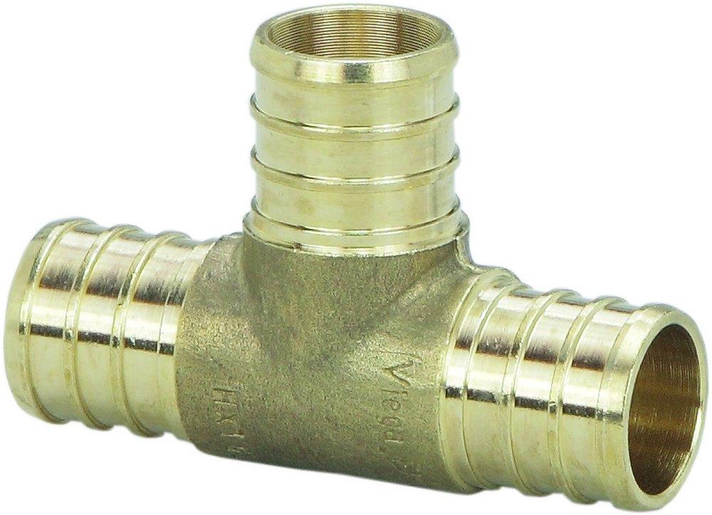 Viega 46554 Tee 1 x 1 x 3/4 in Crimp Brass PEX