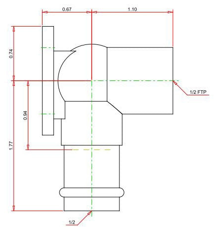 Viega 79190 ProPress Zero Lead Bronze 90-Degree Elbow Drop with Wall Plate Female 1/2-Inch by 1/2-Inch P x Female NPT