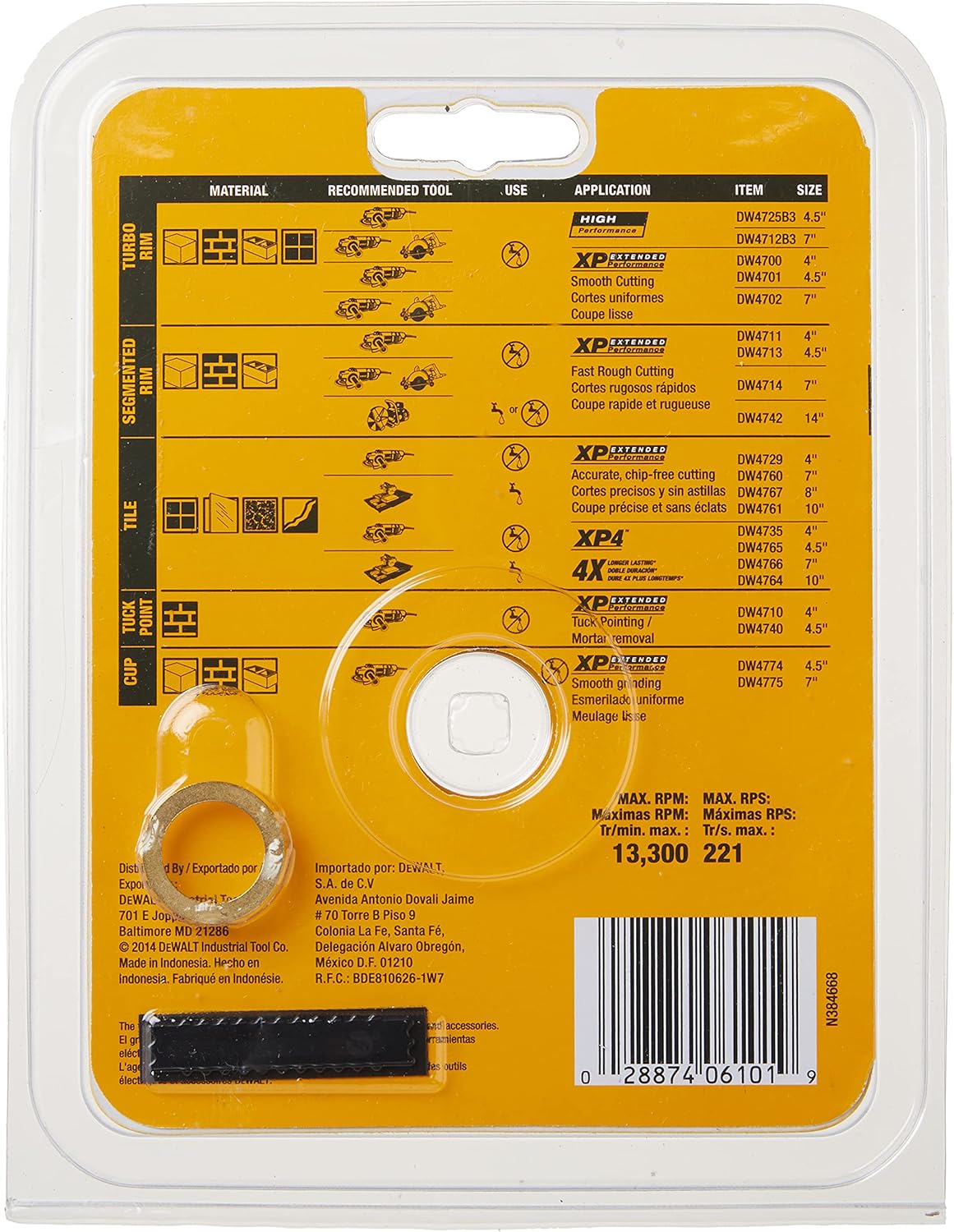 Dewalt DW4701 Diamond Blade Dry or Wet Cutting Continuous Rim 4-1/2 Inch 7/8-Inch Arbor