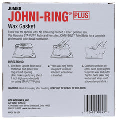 Hercules 90243 Johni-Ring Jumbo Wax Ring for 3 or 4 Waste Lines