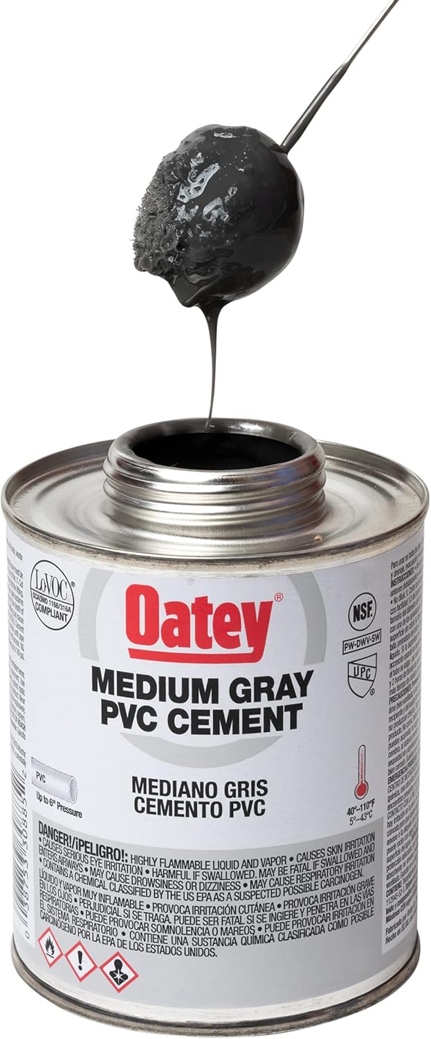 Oatey 30885 Medium-Body PVC Cement Gray 16 oz