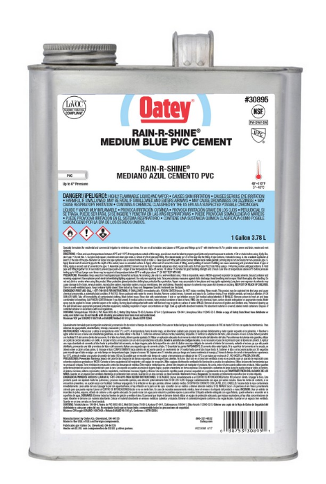 Oatey 30895 Rain-R-Shine Blue Medium PVC Cement 1 Gallon