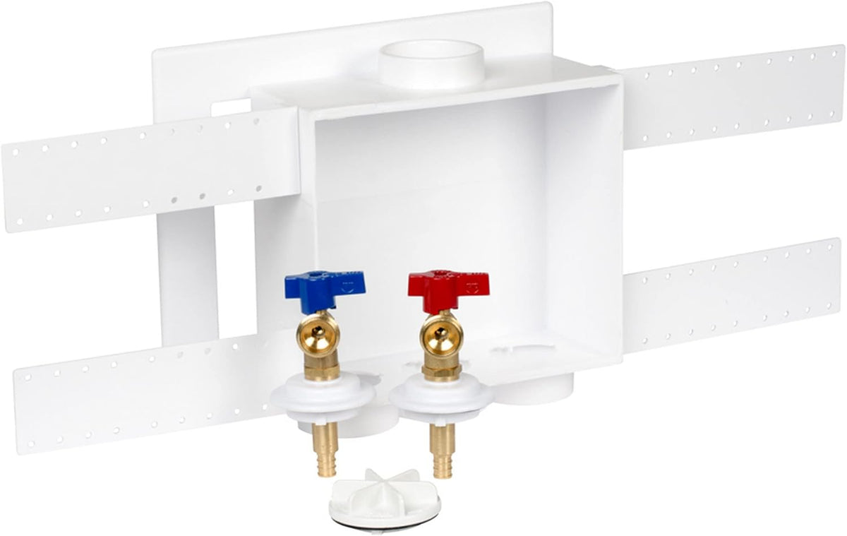 Oatey 38532 Washing Machine Outlet Box with 1/4 Turn Brass Ball Valve 2 Inch Drain