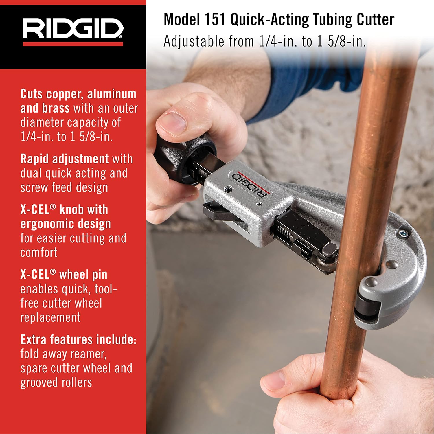 RIDGID 31632 Model 151 Quick-Acting Tubing Cutter 1/4-1-5/8 Cutting Capacity