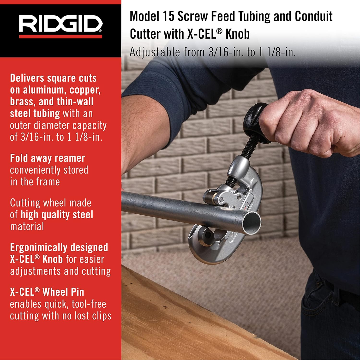 Ridgid 32920 Model 15 Screw Feed 3/16 to 1-1/8 Tubing and Conduit Cutter