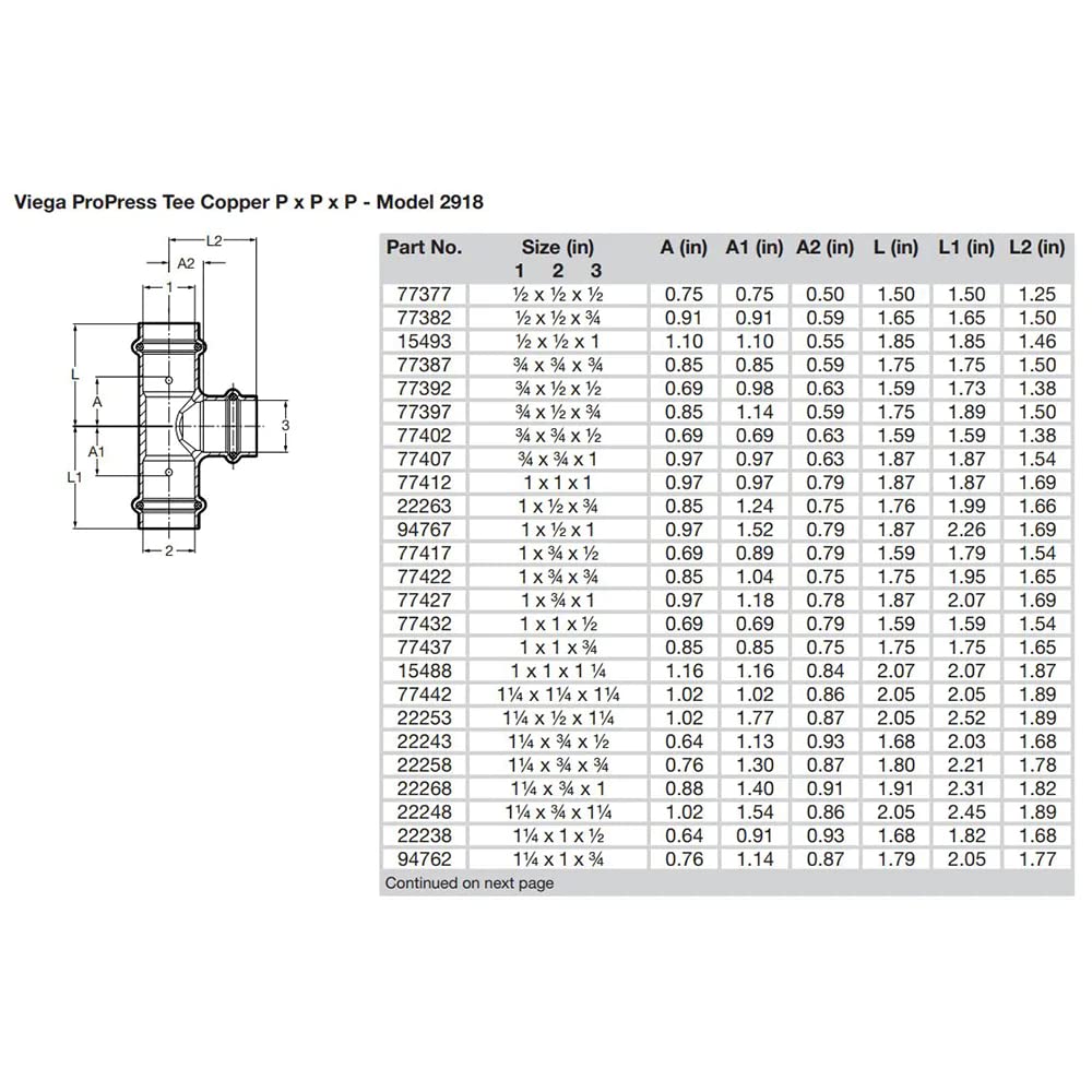 Viega 77387 ProPress Tee 3/4 Inch x 3/4 Inch x 3/4 Inch Press x Press x Press