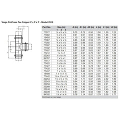 Viega 77387 ProPress Tee 3/4 Inch x 3/4 Inch x 3/4 Inch Press x Press x Press