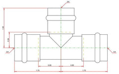 Viega 77387 ProPress Tee 3/4 Inch x 3/4 Inch x 3/4 Inch Press x Press x Press