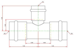 Viega 77402 ProPress 3/4 x 3/4 x 1/2 Copper Tee Reducing Tee