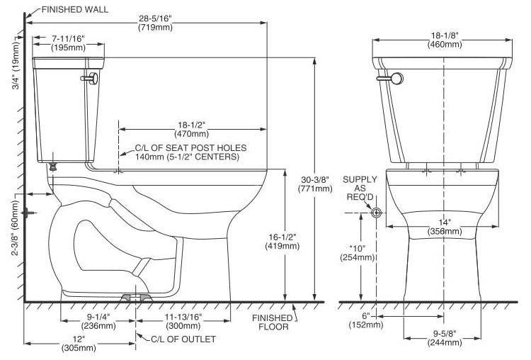 American Standard 4188B.104.020 Toilet Tank 1.28 GPF White