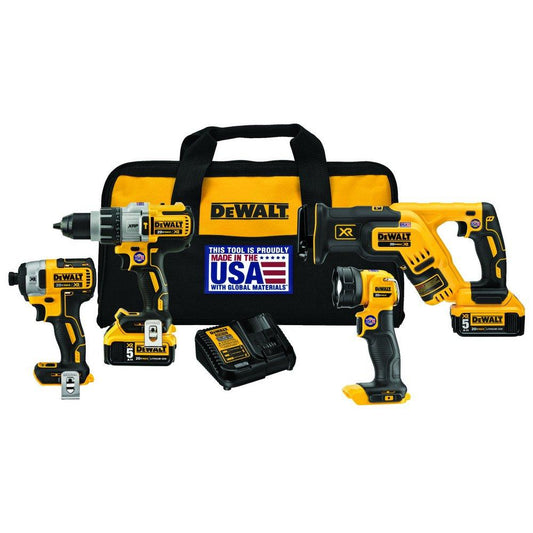 DeWalt DCK494P2 20V MAX XR Brushless 4-Tool Combo Kit with 2 Batteries