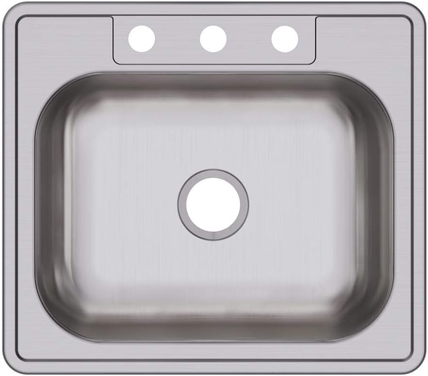 Elkay D125223 Dayton Single Bowl Drop-in Stainless Steel Sink Satin 25 x 22