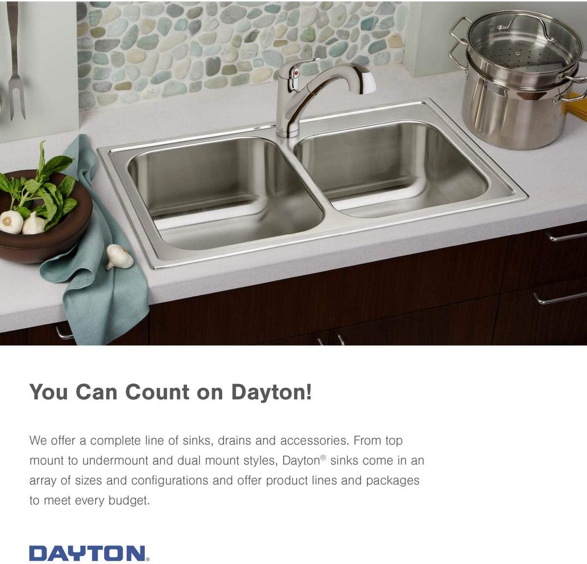 Elkay D125223 Dayton Single Bowl Drop-in Stainless Steel Sink Satin 25 x 22