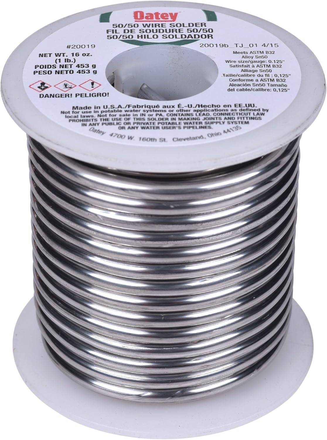 Oatey 20019 Wire Solder 1 lb Solid Silver