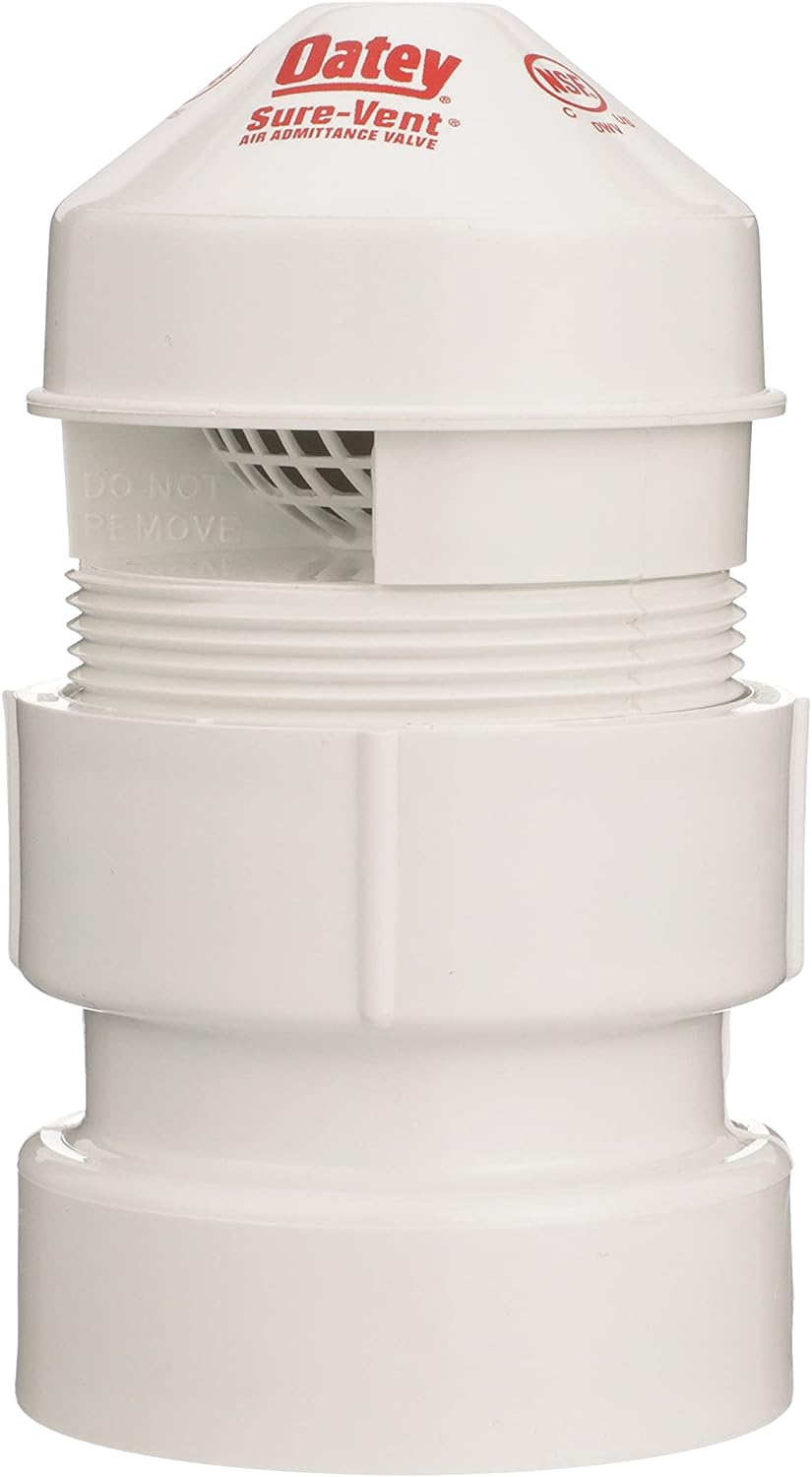 Oatey 39017 Sure-Vent 1.5-2 Inch 160 Branch 24 Stack DFU Air Admittance Valve White PVC Sch. 40 Adapter