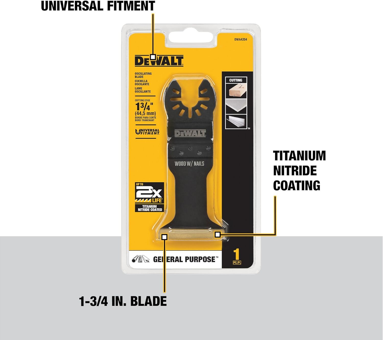 Dewalt DWA4204 Titanium Oscillating Tool Blade for Cutting Wood with Nails