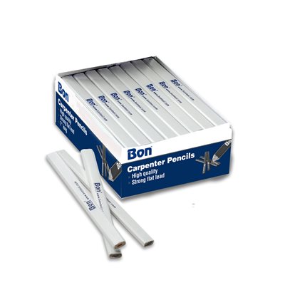 Bon 84-844 Carpenter Pencils White Casing Medium Red/Black Lead 72 Pkg