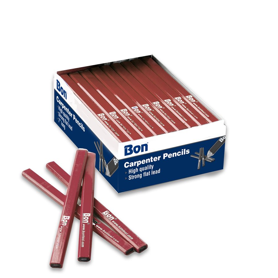 Bon 84-841 Carpenter Pencils Red Casing Hard Black Lead 72/PKG