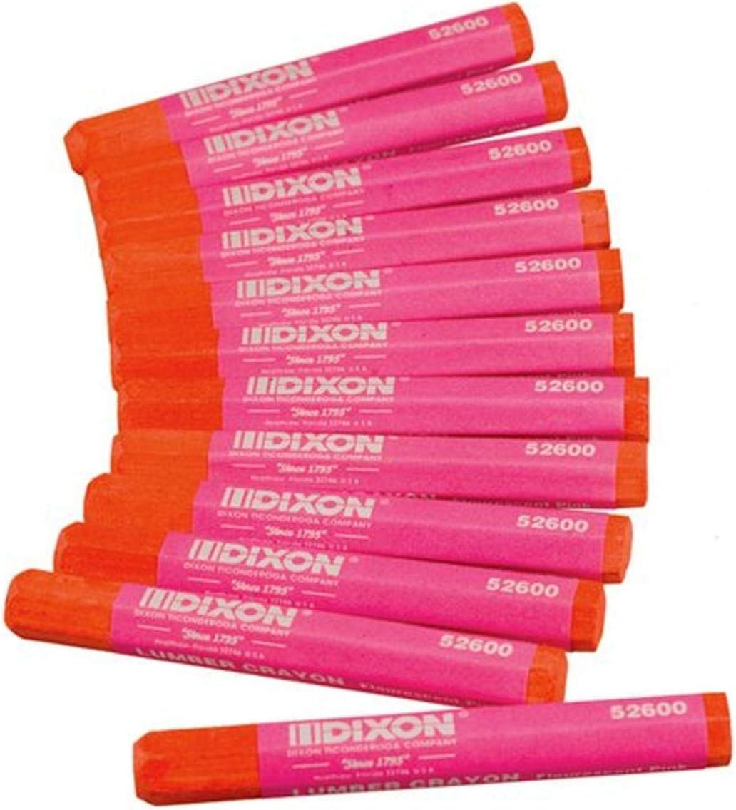 Dixon 52600 Lumber Marking Crayons Fluorescent Pink 12-Pack