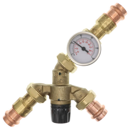 Caleffi 520516AC Anglemix 3-Way Mixing Valve 3/4 Press with Check Gauge