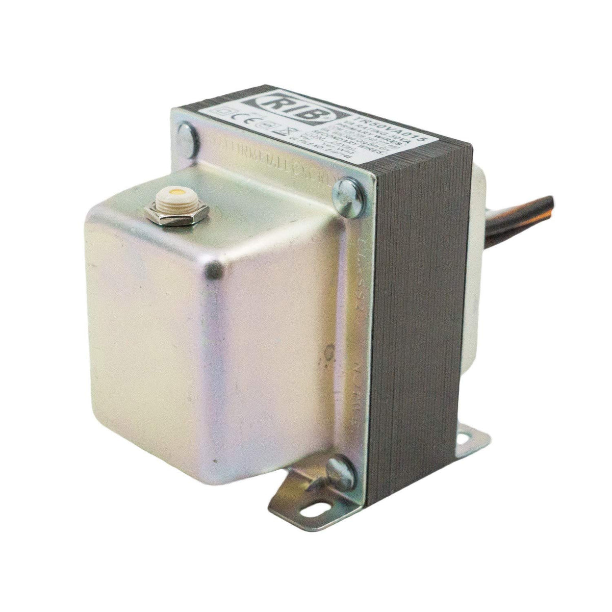 RIB TR50VA015 Transformer 50VA 480/277/240/208/120 to 24 Vac Circuit Breaker Foot and Single Threaded Hub Mount