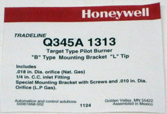 Honeywell Q345A1313 Intermittent Pilot Burner Natural Gas BCR-18 Single Tip 1/4 Inch Compression