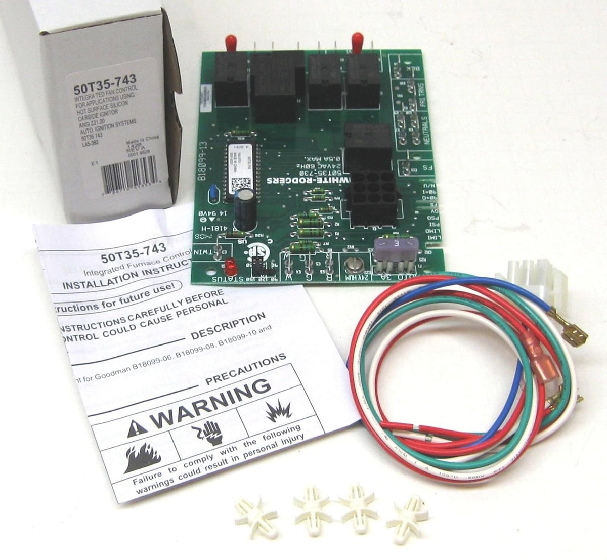 White-Rodgers 50T35-743 Integrated Furnace Control Board 36 inch Probe 25VAC 0.5A 3/16 inch Therminal