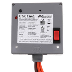 Functional Devices RIB01P30-S Enclosed Relay 30 Amp DPST and Coil Side Override w/ 120 VAC Coil