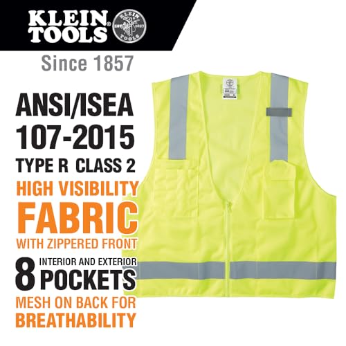 Klein Tools 60268 Safety Vest Mesh High-Visibility Reflective XL