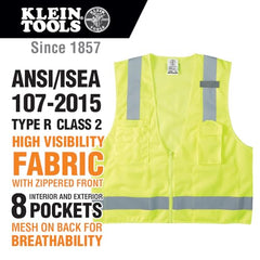 Klein Tools 60268 Safety Vest Mesh High-Visibility Reflective XL