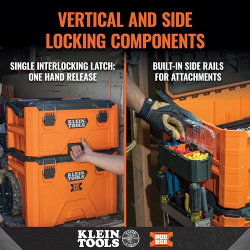 Klein Tools 54803MB MODbox Medium Toolbox Modular Tool Storage System Side Mounting Reinforced Handle Tool Caddy