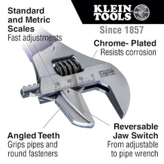 Klein Tools D86930 Reversible Jaw Adjustable Pipe Wrench 10-Inch