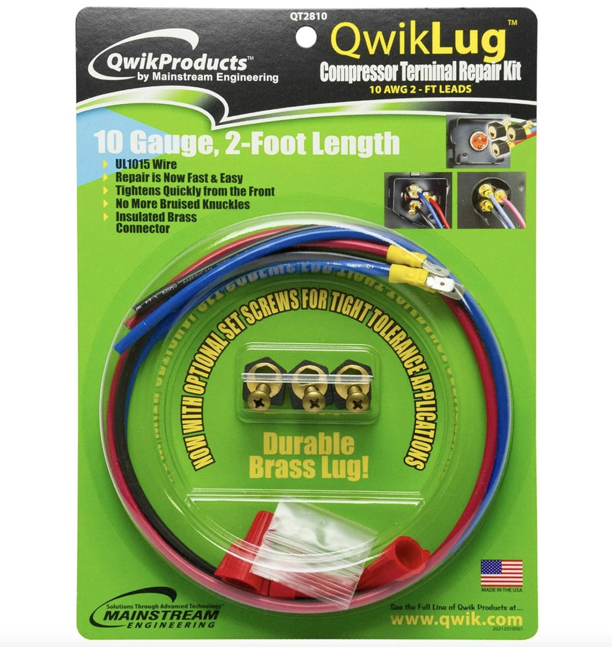 Mainstream Engineering QT2810 QwikLug 3 Terminal 10 AWG 2ft Leads with Nut