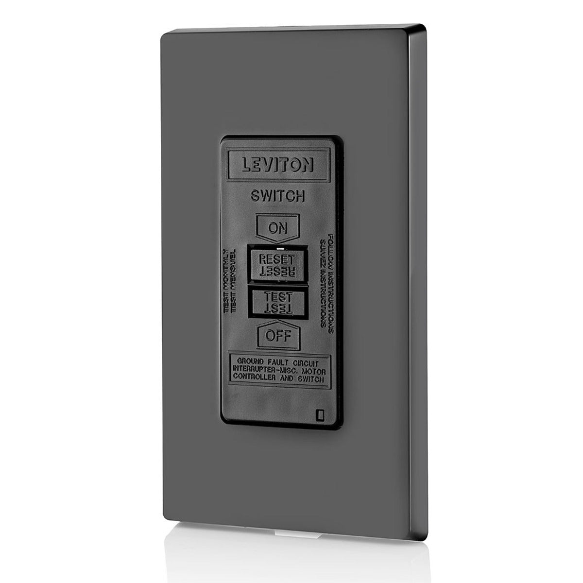 Leviton GFRBF-XE Self-Test Blank Face GFCI 20A 125V Feed-Through Black