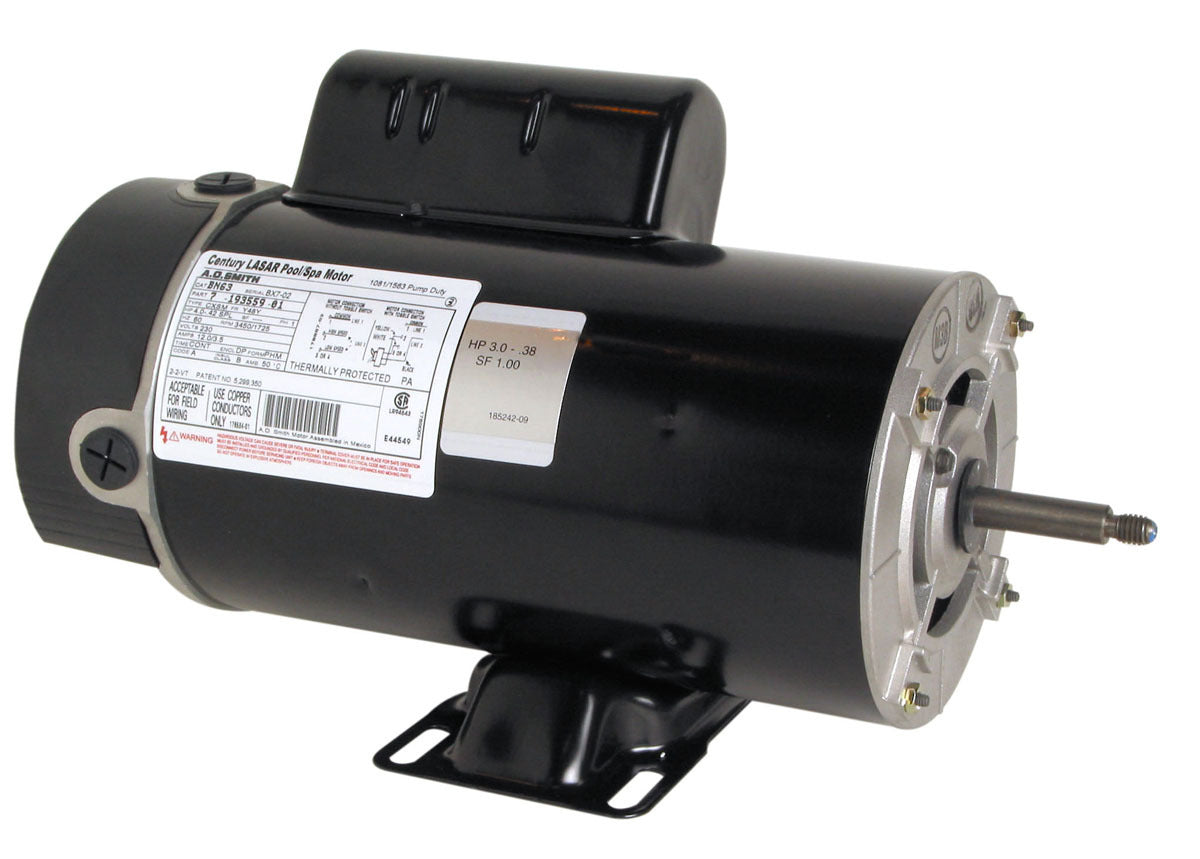 Century UBN63 Pool and Spa Motor PSC 4 HP 48Y 5.6 Inch Diameter ODP Single Phase 208-230V CCWSE Rotation Auto Overload Rolled Steel Extended Studs Mounting Single Shaft