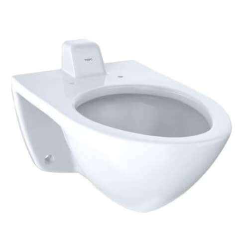 Toto CT708UVG#01 Elongated Wall-Mounted Flushometer Toilet Bowl with Back Spud and CEFIONTECT, Cotton White