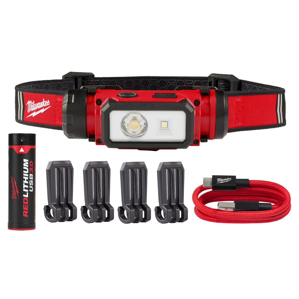 Milwaukee 2163-21 RLUSB Hard Hat Headlamp 600 Lumens