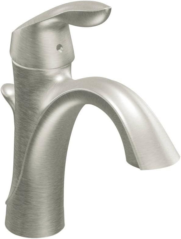 Moen 6400BN One-Handle Bathroom Faucet with Deckplate, Brushed Nickel