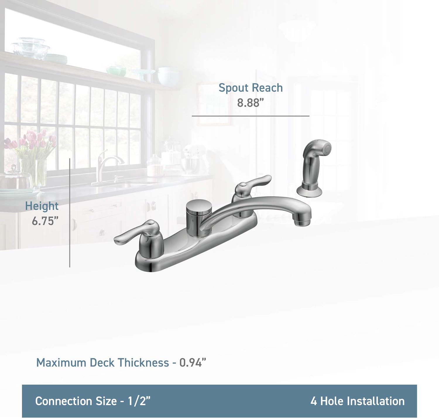 MOEN 7907 Chrome Two-Handle Kitchen Faucet 7907