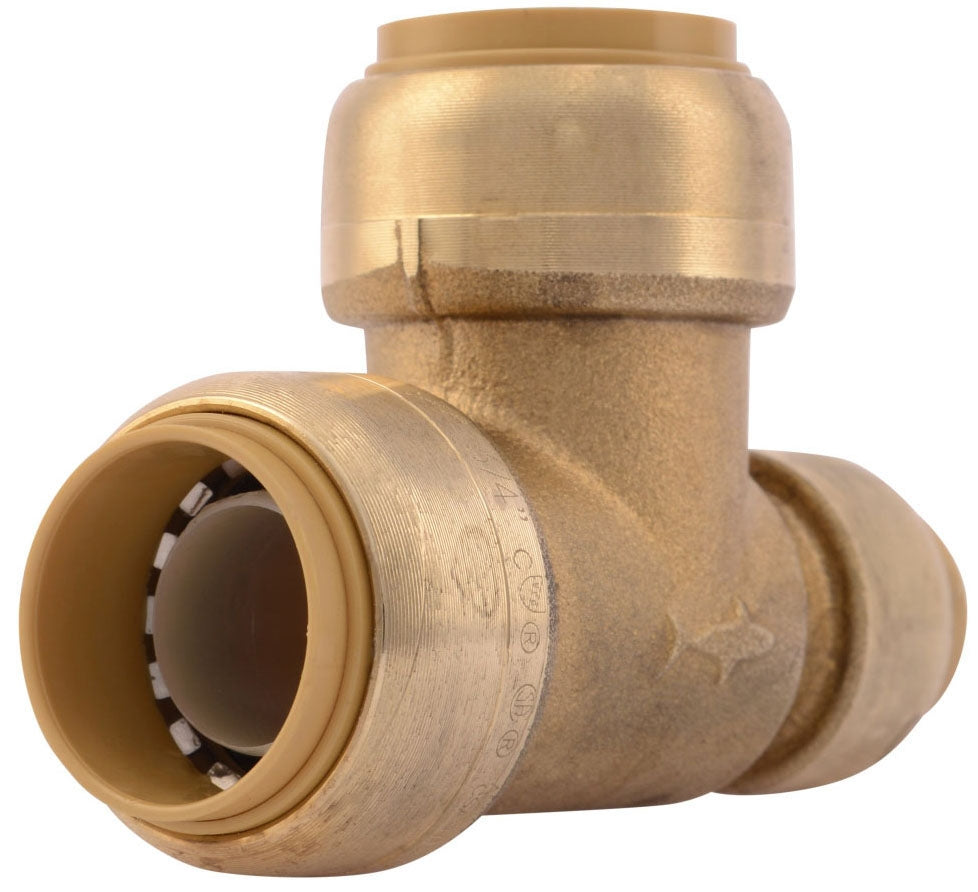 SharkBite U444LF 3/4 x 1/2 x 3/4 Reducing Tee Push-Fit x Push-Fit x Push-Fit 200 PSI Lead-Free Natural DZR Brass