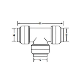 SharkBite U444LF 3/4 x 1/2 x 3/4 Reducing Tee Push-Fit x Push-Fit x Push-Fit 200 PSI Lead-Free Natural DZR Brass