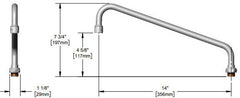 T&S Brass 063X 14 Inch Swing Nozzle with Stream Regulator Outlet and 4-5/8 Inch Clearance