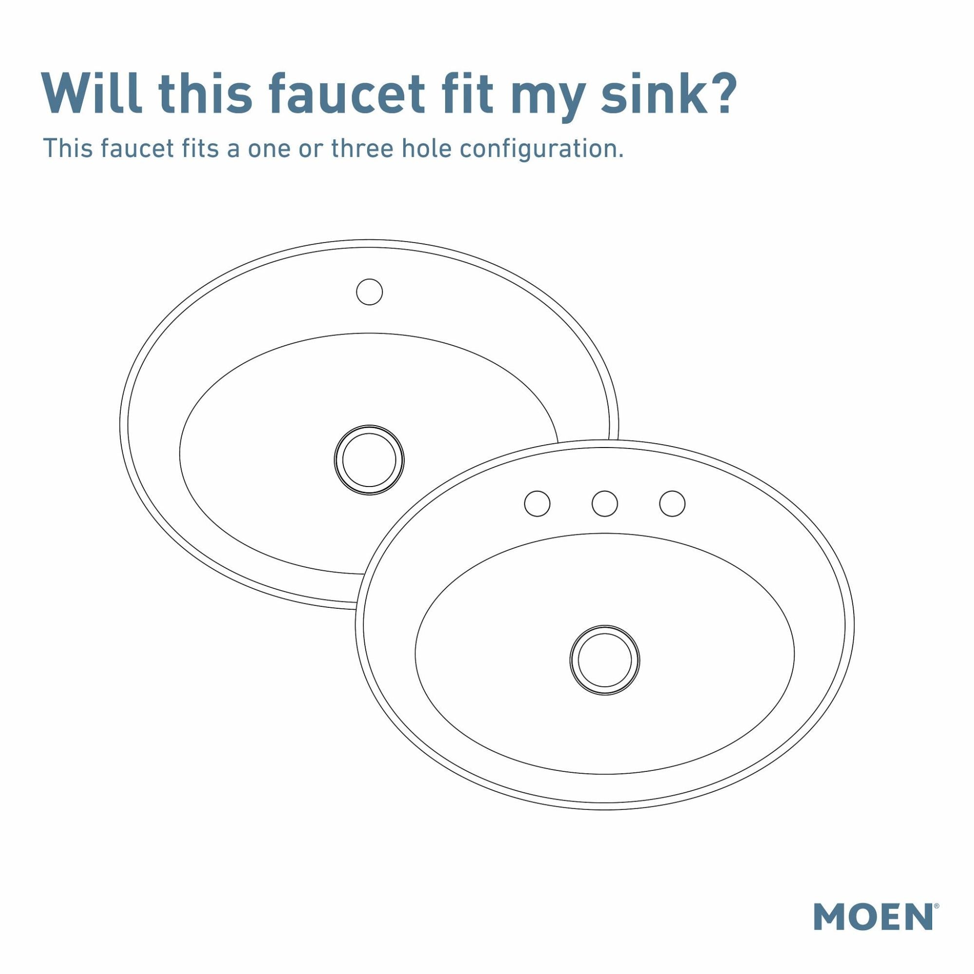 Moen 6400 Eva One-Handle Bathroom Sink Faucet with Optional Deckplate and Vessel Sink Extension Kit