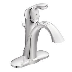 Moen 6400 Eva One-Handle Bathroom Sink Faucet with Optional Deckplate and Vessel Sink Extension Kit