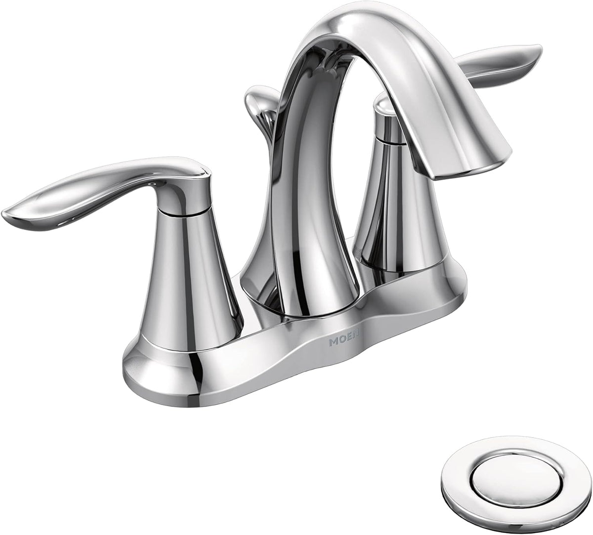 Moen 6410 Eva Two-Handle Centerset Bathroom Sink Faucet with Drain Assembly for 3-hole Installation