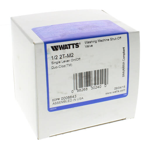 Watts 0006643 Series 2-M2 Duo-Cloz 1/2 in. Male Threaded Brass Washing Machine Shut-Off Valve