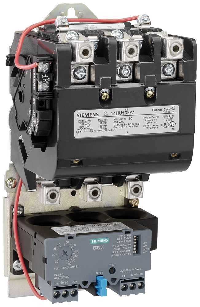 Siemens 14HUG32AA 120/220 to 240 VAC 25 to 100 Amp 3-Phase 3-Pole Size 3 Non-Reversing NEMA Motor Starter